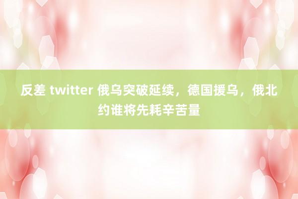 反差 twitter 俄乌突破延续，德国援乌，俄北约谁将先耗辛苦量
