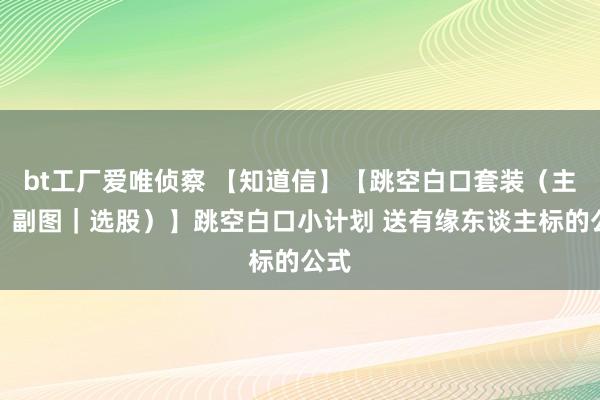 bt工厂爱唯侦察 【知道信】【跳空白口套装（主图｜副图｜选股）】跳空白口小计划 送有缘东谈主标的公式