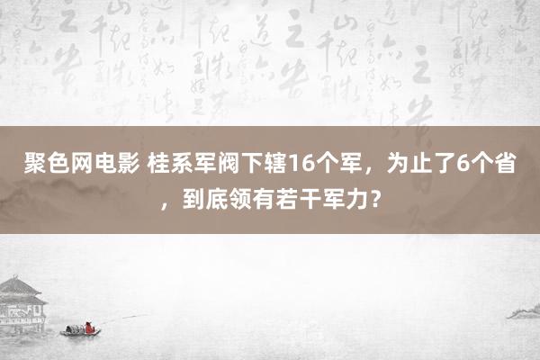 聚色网电影 桂系军阀下辖16个军，为止了6个省，到底领有若干军力？